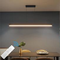 „Klighten“ LED pakabinamas šviestuvas valgomojo stalui su nuotolinio valdymo pultu, juodos spalvos, 100 cm / 36 W | Reguliuojamo ryškumo pakabinamas šviestuvas 3000K–6000K, linijinis lubinis šviestuvas, pakabinamas 150 cm aukštyje, reguliuojamo aukščio pa