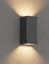 „Klighten“ LED sieninis šviestuvas GU10, skirtas naudoti lauke ir patalpose, pagamintas iš aliuminio, šiltos baltos spalvos (3000 K), 10 W, šviečia į viršų ir į apačią, IP65 apsaugos klasės, skirtas svetainei, terasai, prieškambariui ir sodui, juodos spal