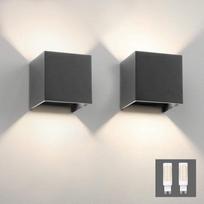 „Klighten“ sieninis šviestuvas su keičiamu G9 LED lempute (4000 K), tamsiai pilkos spalvos, 2 vnt. rinkinys | Atsparus vandeniui (IP54), sieninis šviestuvas vidaus ir lauko sąlygoms, nukreiptas į viršų ir žemyn, aliuminis lauko šviestuvas sodui, svetainei