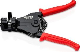 „Knipex 12 21 180 SB“ izoliacijos nuėmimo žirklės su pritaikytais peiliais, supakuotos į blisterinę pakuotę, raudonos/juodos spalvos, 180 mm