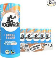 „koawach“ šokoladinis gėrimas „Cookies & Cream“ su kofeinu, 12 x 235 ml rinkinys – ekologiškas šokoladinis gėrimas su natūralia guaranos ekstraktu – alternatyva šokoladiniam pieno energetiniam gėrimui su pienu – šokoladinis gėrimas ekologiškose kartoninės