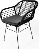 „Kobolo“ valgomojo kėdė, retro stiliaus, juodo metalo ir juodos virvės