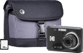 „Kodak PIXPRO FZ45“ juodos spalvos fotoaparatas su pečių maišeliu ir 32GB SD kortele