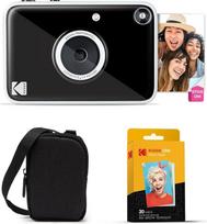 „Kodak Printomatic+“ momentinio skaitmeninio fotoaparato pradedančiųjų rinkinys su dėklu ir 20 lapų cinko fotopopieriaus – 10 MP RGB LED spalvotos nuotraukos – juodos spalvos