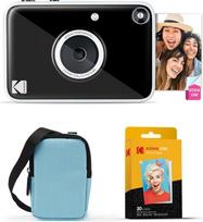 „Kodak Printomatic+“ momentinio skaitmeninio fotoaparato pradedančiųjų rinkinys su nešiojimo dėklu (mėlynas) ir 20 vnt. cinko fotopopieriaus – 10 MP spalvotos nuotraukos, RGB LED būsenos indikatorius – juodas