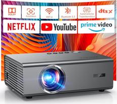 „KOGATA“ 4K išmanusis projektorius su „Netflix“ programa, kino teatro kokybės garsu ir HDR, automatiniu fokusavimu, 6D trapečių korekcija, „Wi-Fi 6“ ir „Bluetooth“ – namų kino projektorius, skirtas sodui ir transliacijoms