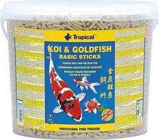 „KOI & Goldfish Basic Sticks“ 5 l / 430 g – maistas tvenkinio žuvims, plūduriuojantys lazdelės, skirtos kasdieniniam koi ir auksinių žuvyčių šėrimui