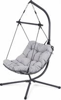 „Koll Living Nova“ lauko pakabinamasis krėslas, tamsiai pilkos/šviesiai pilkos spalvos, plotis 110 x gylis 101 x aukštis 194 cm, milteliniu būdu dažytas plieninis rėmas, atsparus UV spinduliams ir patvarus, atlošiamasis krėslas, skirtas sodui, balkonui ir