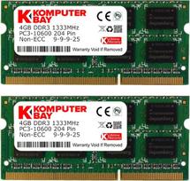 „Komputerbay“ 8GB (2 x 4GB) DDR3 SODIMM (204 kontaktų) 1333 MHz PC3 10600 8GB