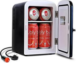 „Koolatron Retro Mini“ šaldytuvas, 4 litrų talpos šaldytuvas miegamajam, 6 skardinių talpos mažas šaldytuvas, skirtas odos priežiūros priemonėms, maistui, gėrimams, kosmetikai, vaikams, namams, automobiliui ir kelionėms, su 12 V nuolatinės srovės maitinim