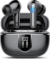 „KT1“ belaidės „Bluetooth 5.4“ ausinės su LED indikatoriumi, galingais baisais | HD mikrofonas, 40 valandų grojimo laikas, IPX7 atsparumas vandeniui, sportinės ausinės, USB-C, suderinamos su „Android“ ir „iOS“, skirtos darbui ir mokymuisi