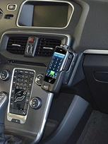 „KUDA“ mobiliojo telefono laikiklis, tinkamas „Volvo V40“ ir „Volvo V70 XC Cross Country“ modeliams, pagamintiems nuo 2012 m. spalio mėn. – laikiklis išmaniesiems telefonams, mobiliesiems telefonams, GPS ir kt. – laikiklis iš natūralios odos, juodos spalv