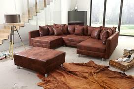 „Kuechen-preisbombe“ „Living Landscape“ kampinė sofa iš mikropluošto, „Vintage Brown“ spalvos, „Minsk XXL“