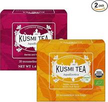 „Kusmi Tea“ – „AquaExotica“ + „AquaRosa“ – hibiskų vaisių arbata su obuoliais, erškėtuogėmis ir juodosiomis uogomis – ekologiška vaisių arbata be teino – gerkite karštą arba kaip ledinę arbatą – 2 x 20 arbatos maišelių