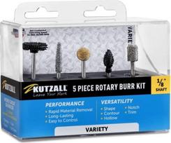 „Kutzall“ 5 dalių rotacinių frezų rinkinys – ¹/8" kotas, įvairių grūdėtumų – medžio apdirbimo priedai, skirti „Dremel“, „Foredom“, „Ryobi“, „DeWalt“ ir „Milwaukee“ įrankiams – tekstūruotas karbidas