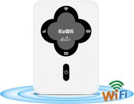 „KuWFi“ mobilusis „WLAN“ maršrutizatorius 4G LTE (CAT4) – nešiojamas „Wi-Fi“ prieigos taškas su SIM kortelės lizdu, 150Mbit/s, 1800 mAh baterija, skirta 10 įrenginiams