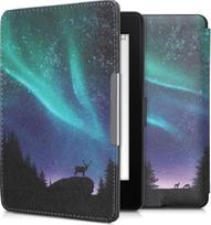 „kwmobile“ apsauginis dėklas „Amazon Kindle Paperwhite“ – elektroninių knygų skaityklės atverčiamas dėklas su automatinio miego funkcija – „Polar Light Deer“ su turkio, mėlynos ir juodos spalvų akcentais