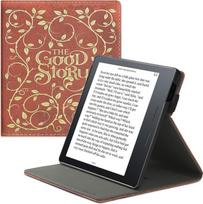 „kwmobile“ dėklas, suderinamas su „Amazon Kindle Oasis“ 10-osios kartos įrenginiu – dėklas su kilpa ir atrama – knygos formos dėklas „Good Story“, geltonos, oranžinės ir raudonos spalvų