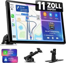 „LAMTTO 2026 Upgrade“ 11 colių belaidis „CarPlay“ ekranas su „Apple CarPlay“ ir „Android Auto“, nešiojamas „CarPlay“ jutiklinis ekranas su GPS navigacija, „Bluetooth“, „AirPlay“, AUX jungtimis, pritaikytas visų tipų automobiliams
