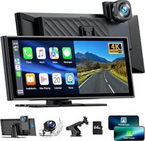 „Lamto“ automobilių radijas, suderinamas su „Apple CarPlay“ ir „Android Auto“, su priekinės ir galinės vaizdo kameromis (4K + 1080P), 9,26 colių nešiojamas belaidis „CarPlay“ ekranas, automobilių radijo imtuvas su „Bluetooth 5.0“, FM, „Siri“, „Google“, „M