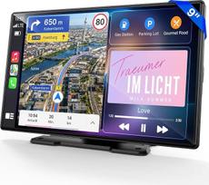„LAMTTO“ „CarPlay“ ekranas su belaidžiu „CarPlay“ ir „Android Auto“ – 9 colių belaidis „CarPlay“ nešiojamasis automobilių radijas su IPS jutikliniu ekranu, „MirrorLink“, balso valdymu, „Bluetooth“, laisvų rankų skambinimo funkcija, navigacija, FM