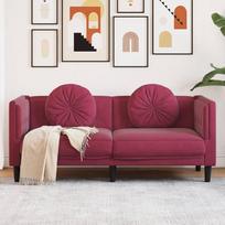„LAPOOH“ dvivietė sofa su pagalvėmis, vyno raudonojo aksomo, poilsio sofa, sofos ir kušetės, poilsio sofa, sofa svetainei, 372636