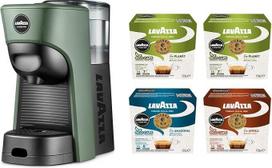 „Lavazza“ „A Modo Mio Tiny Eco Green“ kavos aparatas su 64 įvairių rūšių kapsulėmis, iš perdirbto plastiko pagamintas espreso aparatas, 1450 W, 220–240 V, 50/60 Hz, 0,6 litro talpos