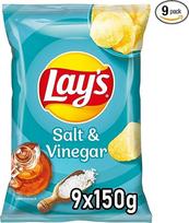 „Lay's“ traškūs, prieskoniais pagardinti bulvių traškučiai su druskos ir acto skoniu – sėkmingam vakarėliui (9 x 150 g) (pakuotės dizainas gali skirtis)
