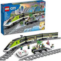 „LEGO City Express“ keleivinio traukinio rinkinys, 60337 – nuotoliniu būdu valdomas žaislas, dovanos vaikams, berniukams ir mergaitėms, su veikiančiais priekinių žibintų, 2 vagonais ir 24 bėgių detalėmis