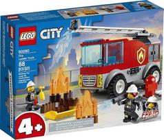 „LEGO City“ gaisrinis kopėčių sunkvežimis 60280 – konstruktoriaus rinkinys; įdomus gaisrininko žaislų konstruktoriaus rinkinys vaikams, naujiena 2021 m. (88 detalės)
