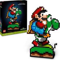 „LEGO Super Mario World“: Mario ir Yoshi „Nintendo“ kolekcinis rinkinys, pikselinės figūrėlės, modelis surinkimui ir eksponavimui, namų dekoracija ir kolekcionavimo objektas, modelio rinkinys ir dovana suaugusiems gerbėjams 71438