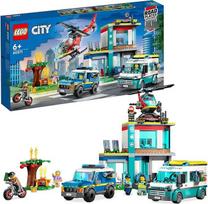 „LEGO“ 60371 „City“ gelbėjimo transporto priemonių būstinė su ugniagesių sraigtasparniu, greitosios pagalbos automobiliu, motociklu ir policijos automobiliu, žaislas vaikams nuo 6 metų