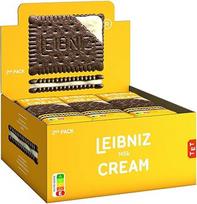 „LEIBNIZ“ grietinėlės pienas – prekystalio stovas – 2 kakavos sausainiai su pieno grietinėlės įdaru (18 x 38 g)