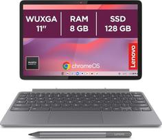 „Lenovo Chromebook Duet 11“ 9-osios kartos nešiojamasis kompiuteris, 11 colių, WUXGA, jutiklinis ekranas + rašiklis komplekte (MediaTek Kompanio 838, 8GB RAM, 128GB eMMC, „ChromeOS“), pilkos spalvos QWERTY klaviatūra + 3 mėnesių „Google AI Pro“ su „Gemi