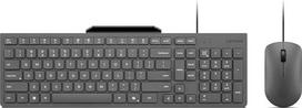 „Lenovo 310“ USB-A laidinis klaviatūros ir pelės rinkinys: tylūs klavišai, itin plonas žaidimų dizainas, sandarus korpusas, integruotas telefono laikiklis, suderinamas su nešiojamaisiais kompiuteriais, stacionariaisiais kompiuteriais ir planšetėmis, ergon