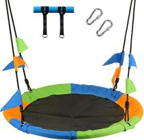 „Leogreen Nest Swing“ sūpynės, skirtos naudoti patalpose ir lauke, skersmuo 120 cm | Išlaiko iki 300 kg, reguliuojamas aukštis 100–180 cm, sodo sūpynės su montavimo komplektu, skirtos naudoti lauke ir sode
