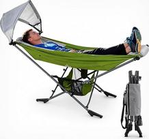 „LET'S CAMP Mock ONE®“ sodo hamakas su rėmu ir UPF 50+ apsauginiu tentu nuo saulės