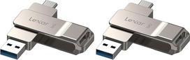 „Lexar D40E“ 64GB „Dual USB 3.2 Gen 1 Type-C“ atmintinė, USB-C atmintinė, metalinis korpusas, pasukama konstrukcija, USB atmintinė, suderinama su „iPhone 17“, sidabrinė šampano spalva (2 vnt. pakuotė)