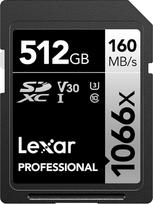 „Lexar Professional“ 1066x SD kortelė, 512GB SDXC UHS-I atminties kortelė, kurios skaitymo greitis siekia iki 160MB/s, atitinkanti V30/U3/C10 standartus, skirta DSLR fotoaparatams ir HD vaizdo kameroms