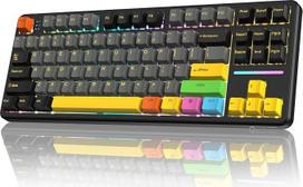 „LexonElec X Attack Shark X87“ belaidė žaidimų klaviatūra, trys veikimo režimai: „Bluetooth“, 2,4 GHz ir laidinis, keičiami veikimo metu, linijiniai jungikliai, šoniniu spausdinimu dekoruoti PBT klavišai, sandari konstrukcija, RGB apšvietimas (juodos spal