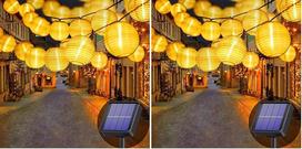 „Lezonic“ saulės energija maitinamos lauko žibintėlių girlianda, 8 metrai, 30 LED žibintėlių, 8 režimai, vandeniui atsparus apšvietimas sodui, balkonui, kiemui, vestuvėms, Kalėdoms, vakarėlių dekoravimui (šilta balta) (2 vnt. rinkinys)