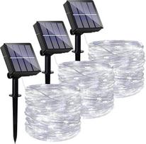 „Lezonic“ saulės energija maitinama lauko šviesų girlianda, 3 vnt. po 12 m, 120 LED lempučių, saulės energija maitinamos sodo lemputės, atsparios vandeniui, varinis laidas, šviesų girlianda su 8 režimais, skirta terasai, kiemui, tvorai, vejai, vestuvėms,