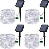 „Lezonic“ 4 x 120 LED lauko lemputės, maitinamos saulės energija, 12 m, 8 režimai, saulės energija maitinama lempučių girlianda, skirta lauko erdvėms, sodui, atspari vandeniui, varinis laidas, lempučių girlianda terasai, vartams, kiemui, vestuvėms