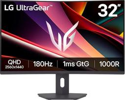 „LG Ultragear™ 32G60ZA-B“ 32 colių išlenktas QHD VA žaidimų monitorius, 180 Hz, HDR10, „AMD FreeSync™“, 2 HDMI 2.0 jungtys, 1 „DisplayPort 1.4“ jungtis, juodos spalvos