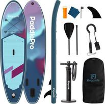 „LifeGoods“ SUP lentos rinkinys – pripučiama stovimojo irklavimo lenta – pilnas rinkinys su priedais ir reguliuojamu irklu – tinka tiek pradedantiesiems, tiek pažengusiems – iki 100 kg – 320 x 81 cm