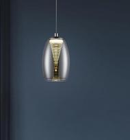 „Lightbox“ LED pakabinamas šviestuvas su rūkintu stiklu, skersmuo 12 cm, aukštis 128 cm, galima sutrumpinti | LED pakabinamas šviestuvas su šilta balta šviesa – pakabinamas šviestuvas su 1 lempute ir dekoratyviniu stikliniu gaubtu – pakabinamo šviestuvo a
