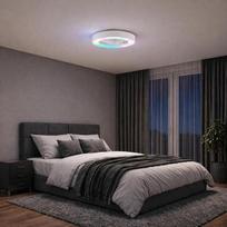 „Lightbox“ LED lubinis šviestuvas su ventiliatoriumi, skersmuo 49 cm, IC RGB, 4700 liumenų, 2700–6500 kelvinų, reguliuojamas apšvietimo stiprumas, CCT, Pirmyn ir atgal vasarai ir žiemai, laikmatis, naktinė lemputė, balta, paprastas dizainas | LED lubinis