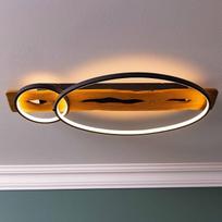 „Lightbox“ LED lubų šviestuvas su medinėmis sijomis ir LED žiedais