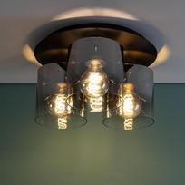 „Lightbox“ lubinis šviestuvas | Skersmuo 35 cm | Juodas/rūkytas stiklas | 3 x A60, Tinka įprastoms lempoms (į komplektą neįeina) | Tinka LED lemputėms | Reguliuojamas apšvietimas, naudojant tinkamas lemputes | Lubinis šviestuvas | Ø 35 cm | juoda/rūkytas