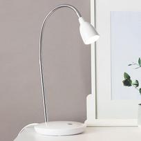 „Lightbox“ LED stalo lempa su šiltos baltos spalvos šviesa, aukštis 40 cm, šiuolaikiška | LED stalo lempa su šiltos baltos spalvos šviesa – šiuolaikiška stalo lempa su lanksčiu rankenėliu ir jungikliu – plastikas/metalas/balta –